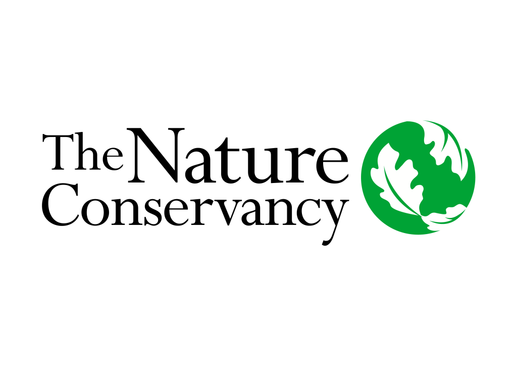 The Nature Conservancy logo featuring the organization's name with a green globe symbol containing a white leaf, representing their mission of environmental conservation.